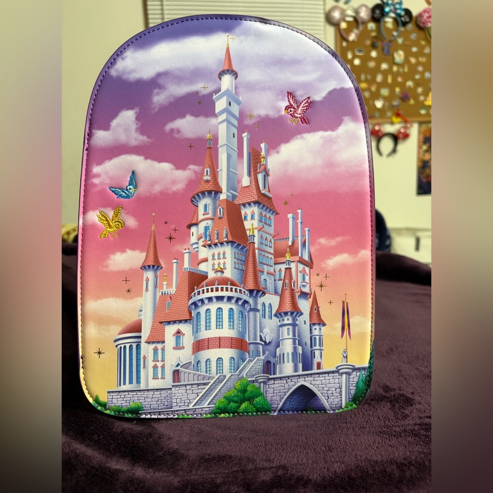 Loungefly Disney Beauty and the Beast castle mini backpack